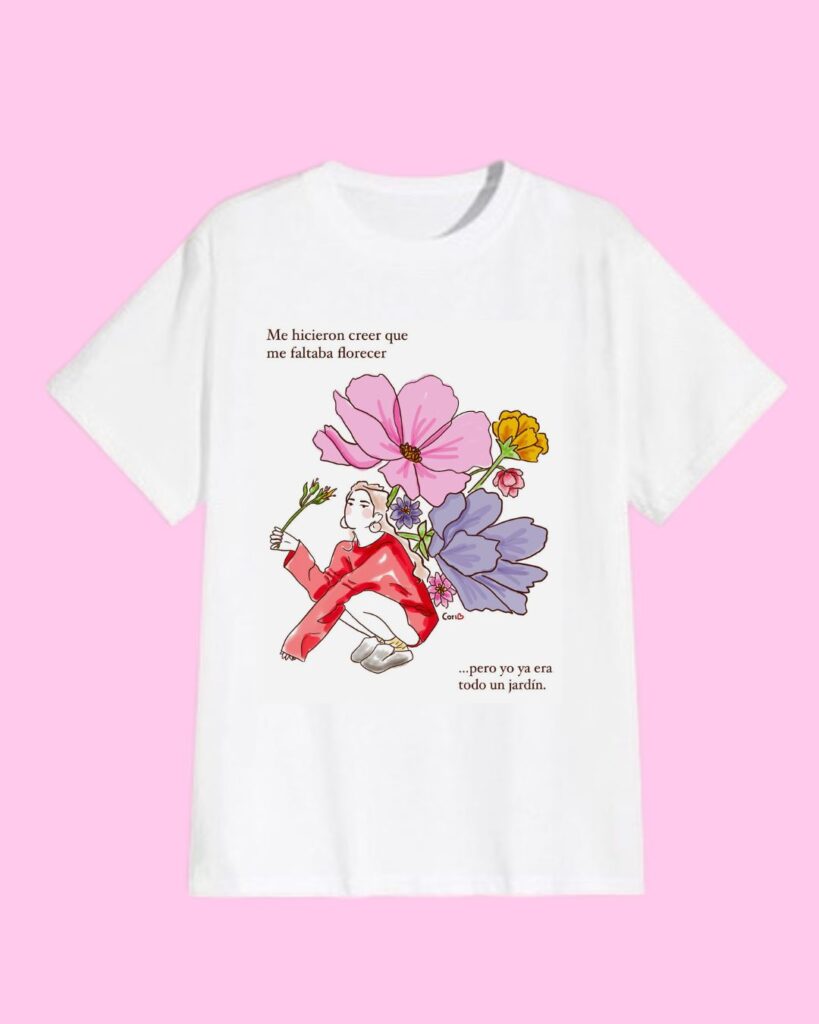 camiseta blanca florecer
